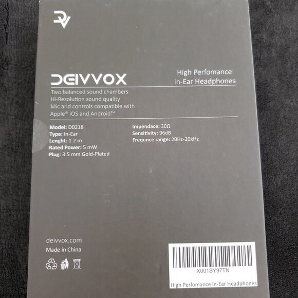(NWT) DEIVVOX D0218 Wired Earbuds with Microphone in Ear Headphones - Picture 3 of 4